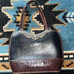 Brighton Black and Brown Shoulder Bag with Elegant Two-Tone Design